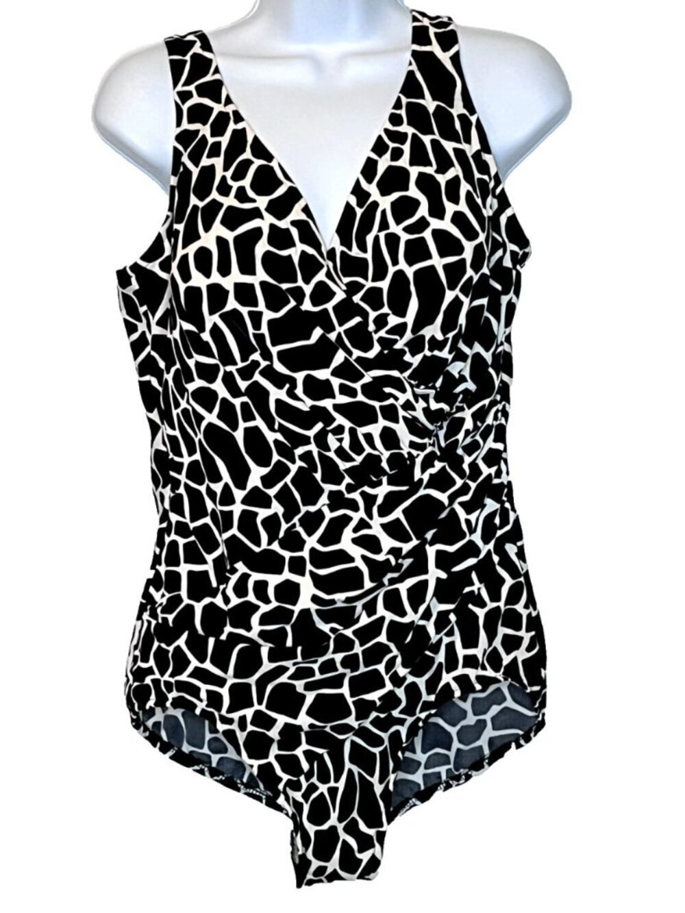 Miraclesuit 1-Piece Swimsuit 18W Faux Wrap Ruched Animal Print